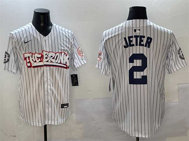 Men%27s New York Yankees #2 Derek Jeter White Bronx Graffiti Vapor Limited Stitched Jersey->new york mets->MLB Jersey